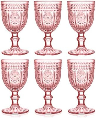 Pink Wine Glasses set of 6 blush goblets the perfect pink stemware for bridesmaid glassware brida... | Amazon (US)