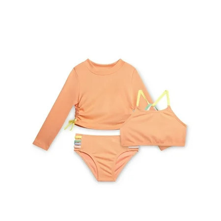 Jessica Simpson Girls Three-piece Bikini Swimsuit Set with Rashguard Sizes 4-16 | Walmart (US)