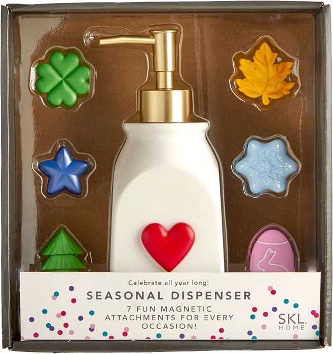 SKL Home Seasonal Soap/Lotion Dispenser Set with 7 Holiday Magnets, Gold | Amazon (US)