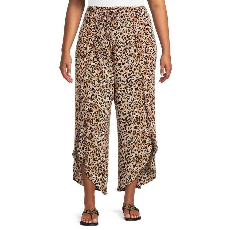 Time And Tru Women's and Women's Plus Gathered Waist Petal Pants Cover Up | Walmart (US)