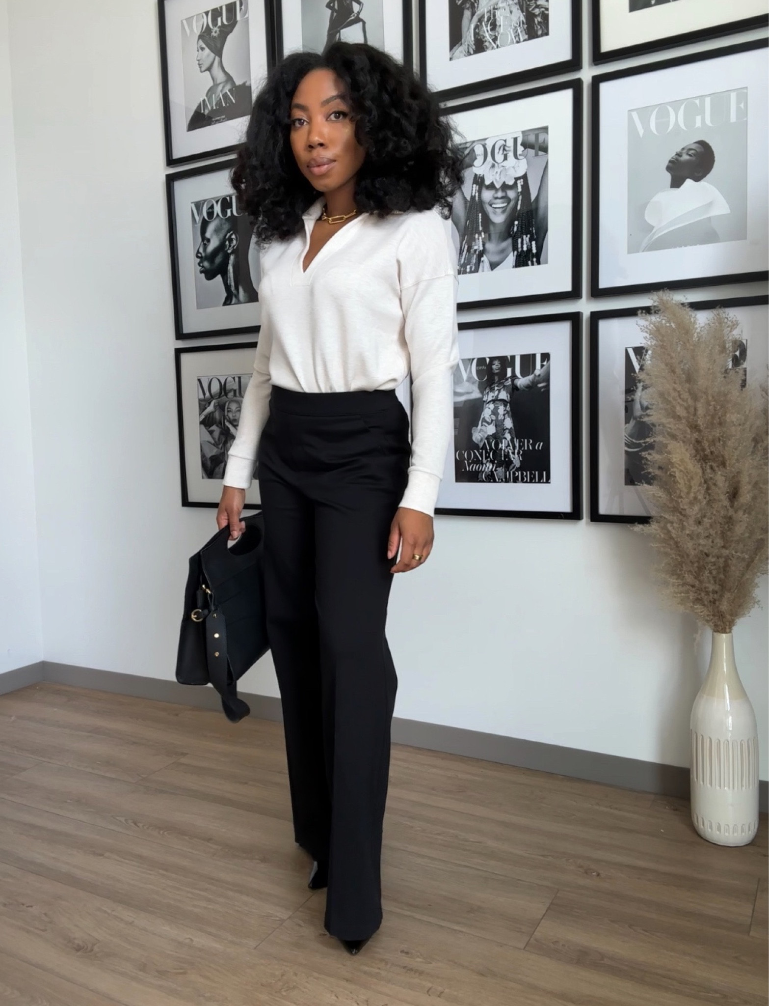 Air Essentials Polo top with black perfect pants 

#LTKworkwear