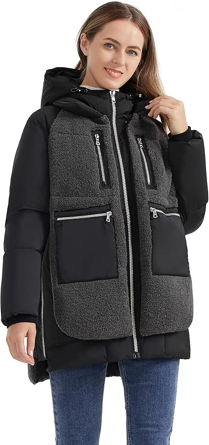 Orolay Women's Thickened Winter Down Coat Windproof Hooded Puffer Jacket with 6 Pockets | Amazon (US)
