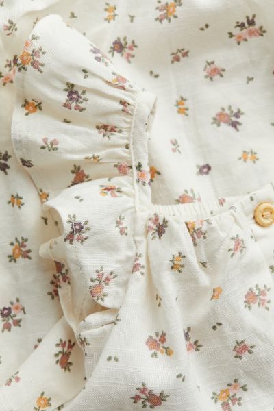 Cotton Romper Suit - Cream/floral - Kids | H&M US | H&M (US + CA)