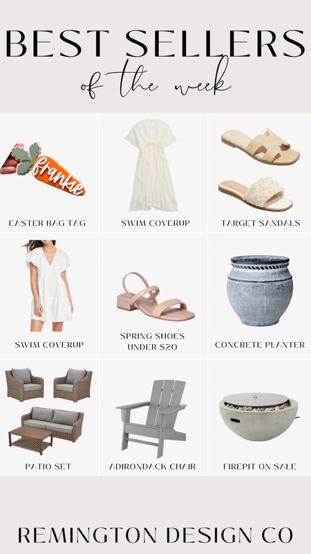 Bestsellers of the Week - Easter bag tag - swim coverups - target sandals - Walmart sandals - planter - patio set - outdoor chair - firepit on sale 

#LTKsalealert #LTKhome #LTKshoecrush