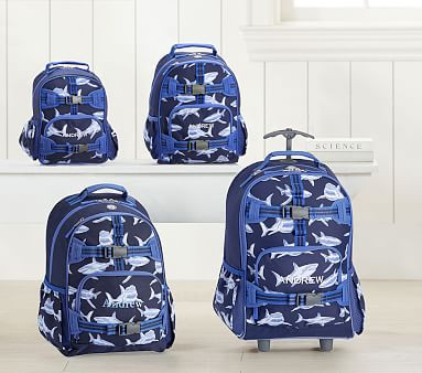 Mackenzie Blue Glow-in-the-Dark Shark Backpacks | Pottery Barn Kids