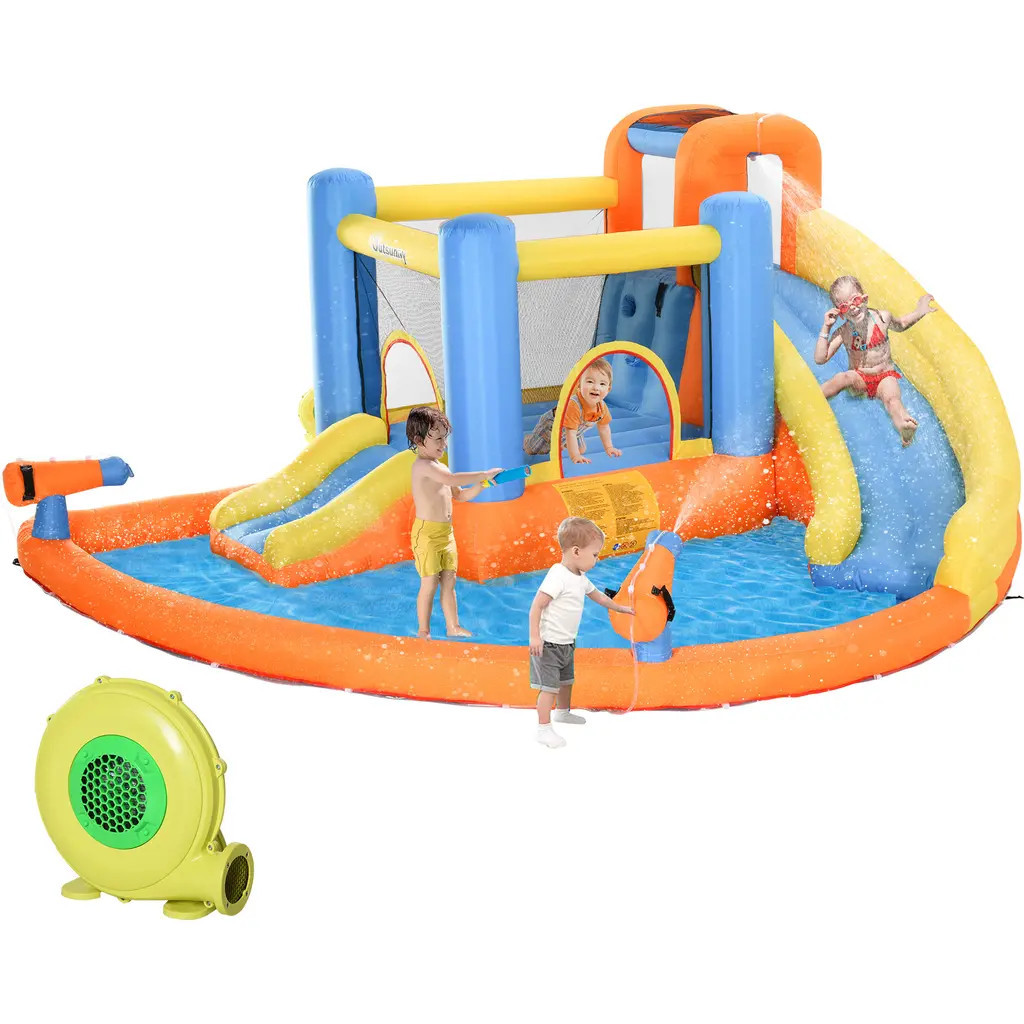 Outsunny 5-in-1 Kids Inflatable Water Slide Bounce House Water Park Jumping Castle in Multi Color at Nordstrom | Nordstrom