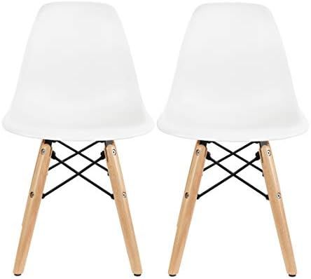 2xhome - Kids Size Plastic Toddler Chairs with Natural Wooden Dowel Legs (Set of 2) (White) | Amazon (US)