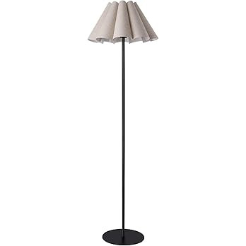 KUNJOULAM Modern Floor Lamp, Black Pole Floor Lamps, Simple Design Tall Lamp with Beige Lampshade... | Amazon (US)