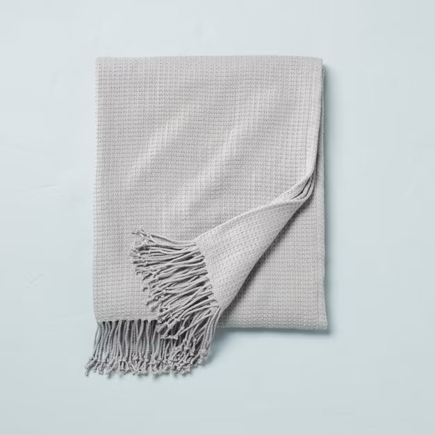 Solid Texture with Fringe Bed Throw Blanket - Hearth & Hand™ with Magnolia | Target