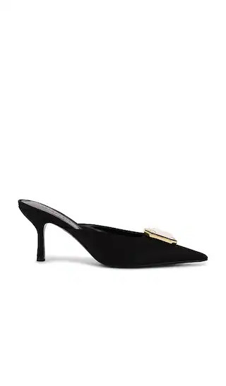 Francesca Satin Kitten Mule in Black | Revolve Clothing (Global)
