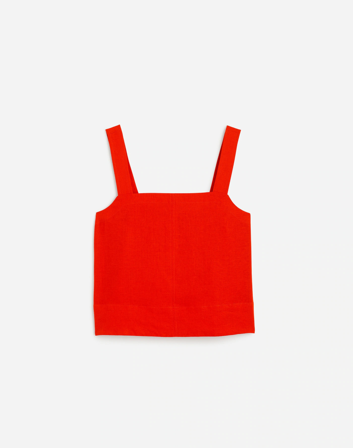 Contrast-Stitch Squareneck Top in 100% Linen | Madewell