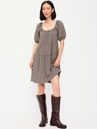 Puff-Sleeve Swing Mini Dress | Old Navy (US)