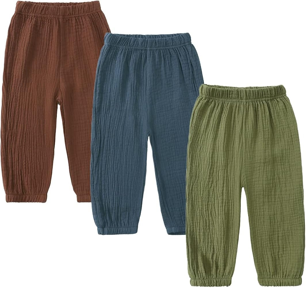 MYGBCPJS Baby Boys Girls Cotton Linen Trousers Kids Casual Ankle Pants Loose Long Bloomers | Amazon (US)