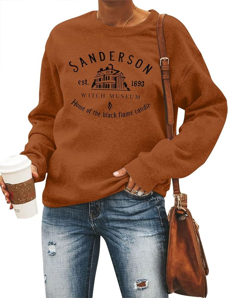 Sanderson Witch Museum Sweatshirt Womens Reverse Halloween Tie Dye Pullover Shirt Casual Lightweight | Amazon (US)