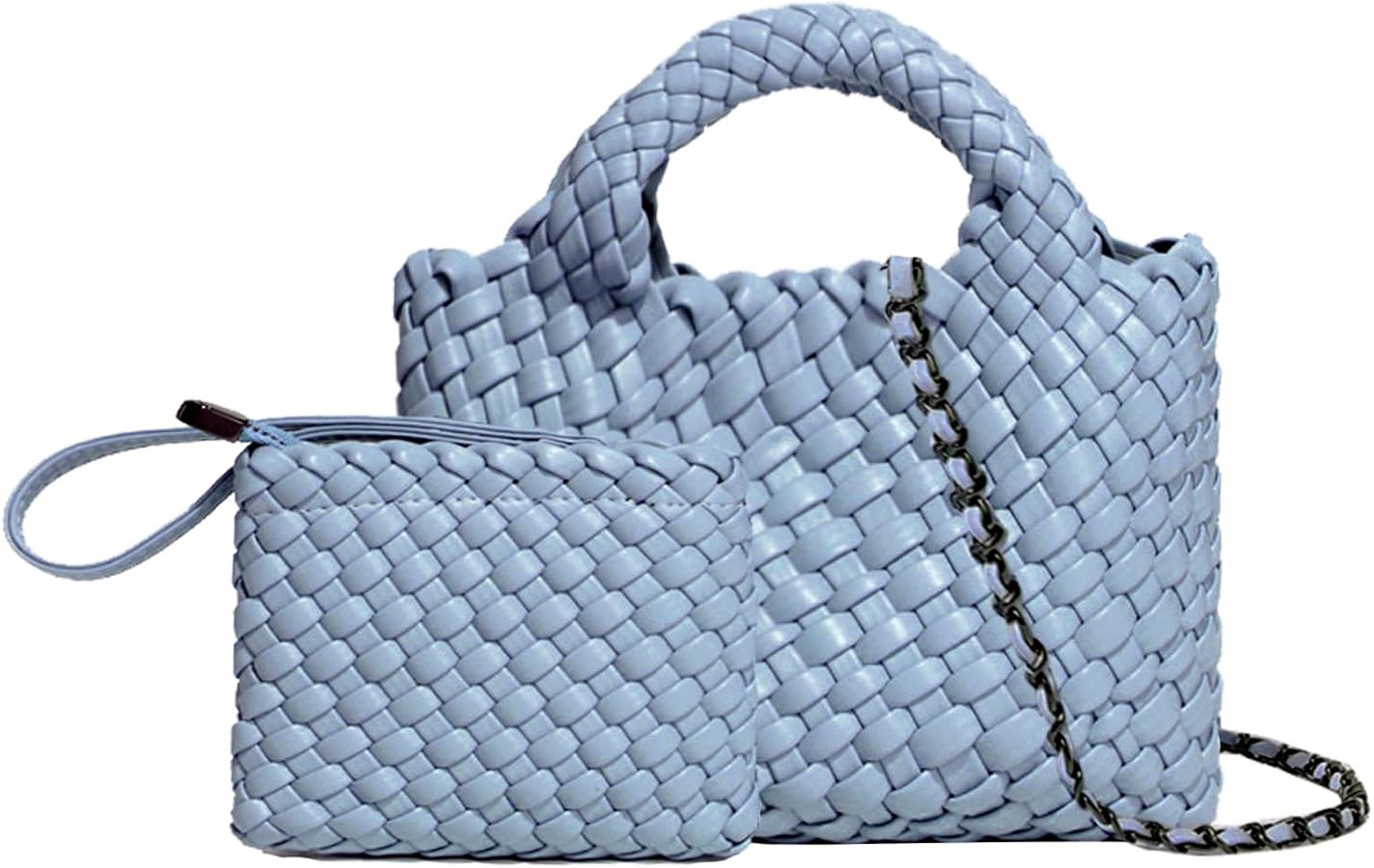 Woven Tote Bag for Women with Coin Purse, Foldable Chain Small Crossbody Handbags, Fashion Should... | Amazon (US)