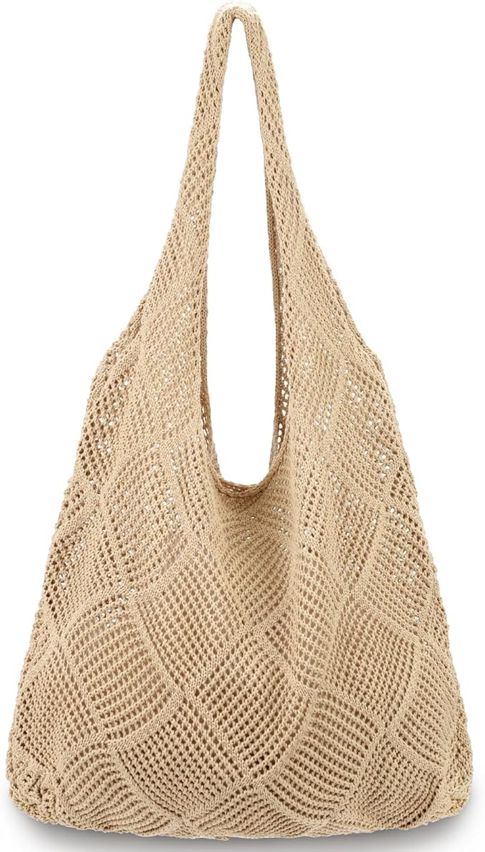 hatisan Crochet Bags for Women - Summer Beach Tote, Aesthetic Hippie Knit Bag | Amazon (US)