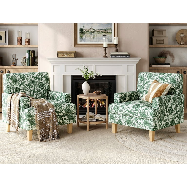 Linsy Home 30" Wide Traditional Tufted Upholstered Armchair Set of 2, Floral Accent Chair For Liv... | Walmart (US)