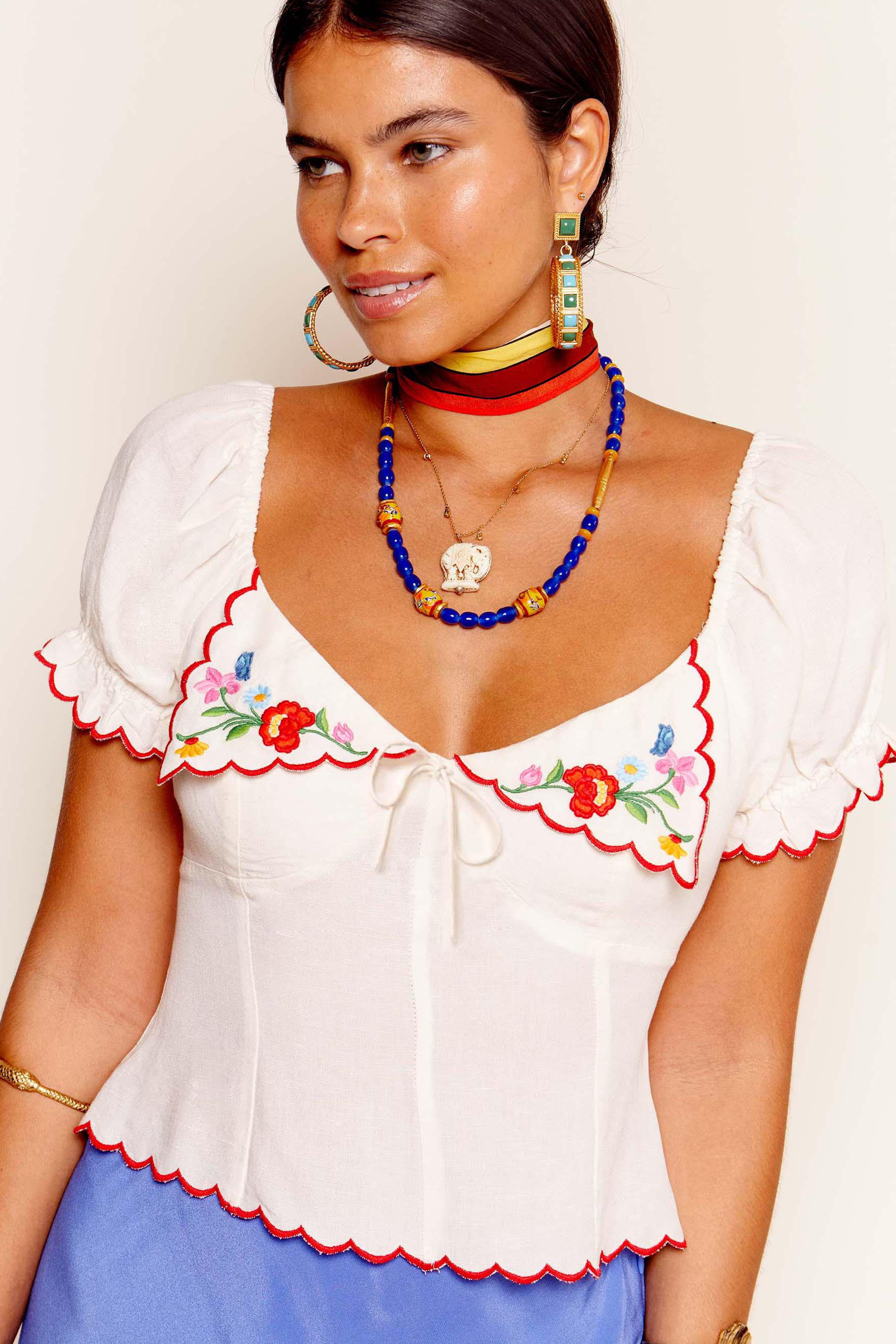 RIXO didi - bouquet embroidery cream Regular / XXS/UK6 | Rixo