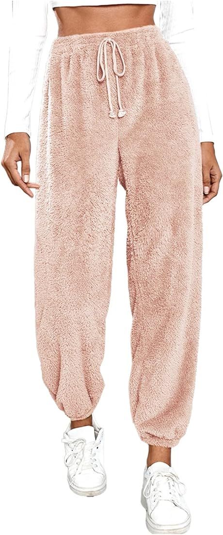 KASAAS Sweatpants for Women Fuzzy Fleece Lounge Pants Casual Winter Warm Athletic Joggers with Po... | Amazon (US)
