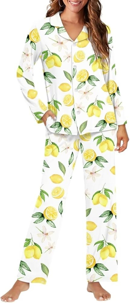 Button Up Pajamas for Women Long Sleeve Pajama Set 2 Piece Womens Lounge Sets Soft Sleepwear | Amazon (US)