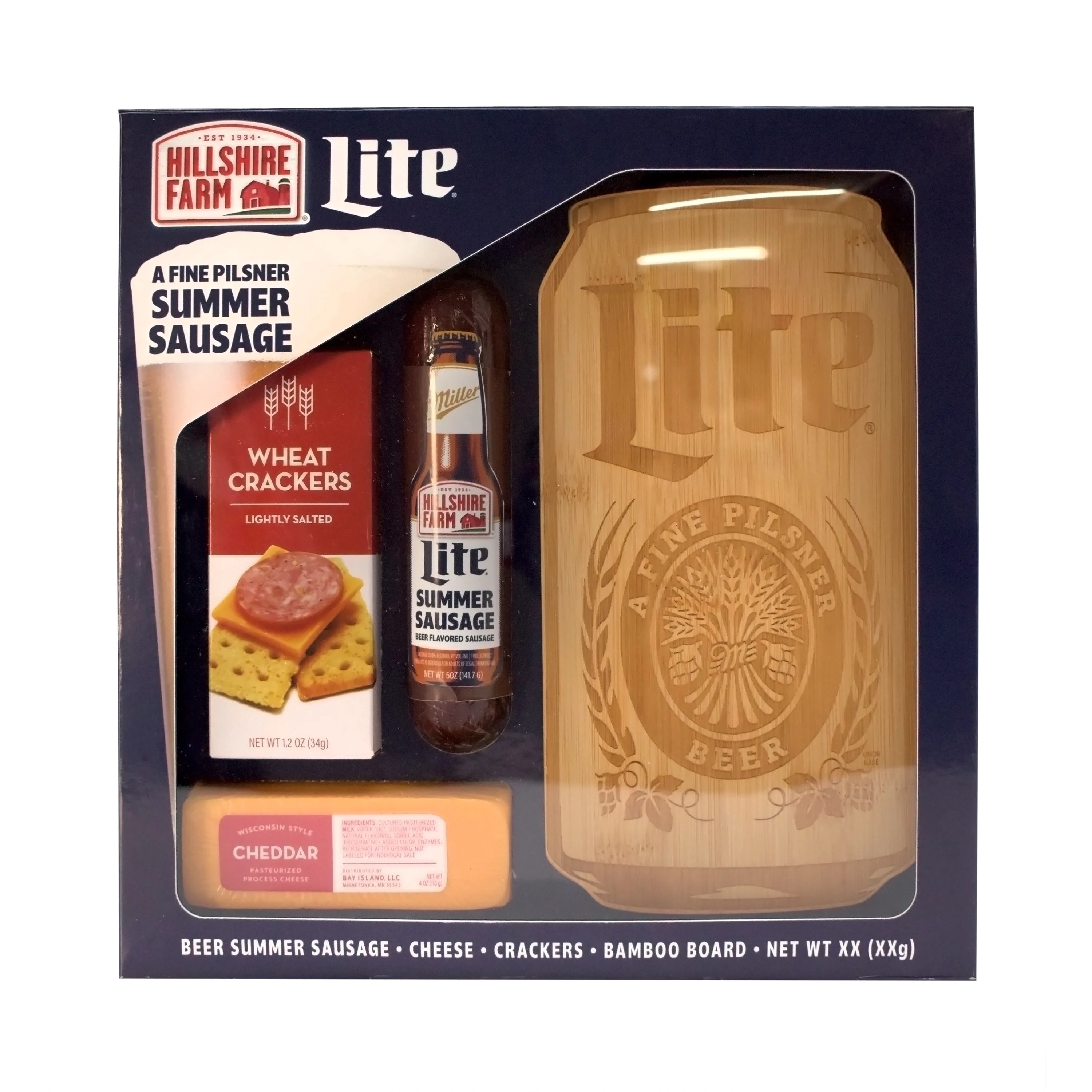Hillshire Farm Miller Lite Summer Sausage Chub, Cheddar Cheese, Wheat Crackers and Cutting Board ... | Walmart (US)