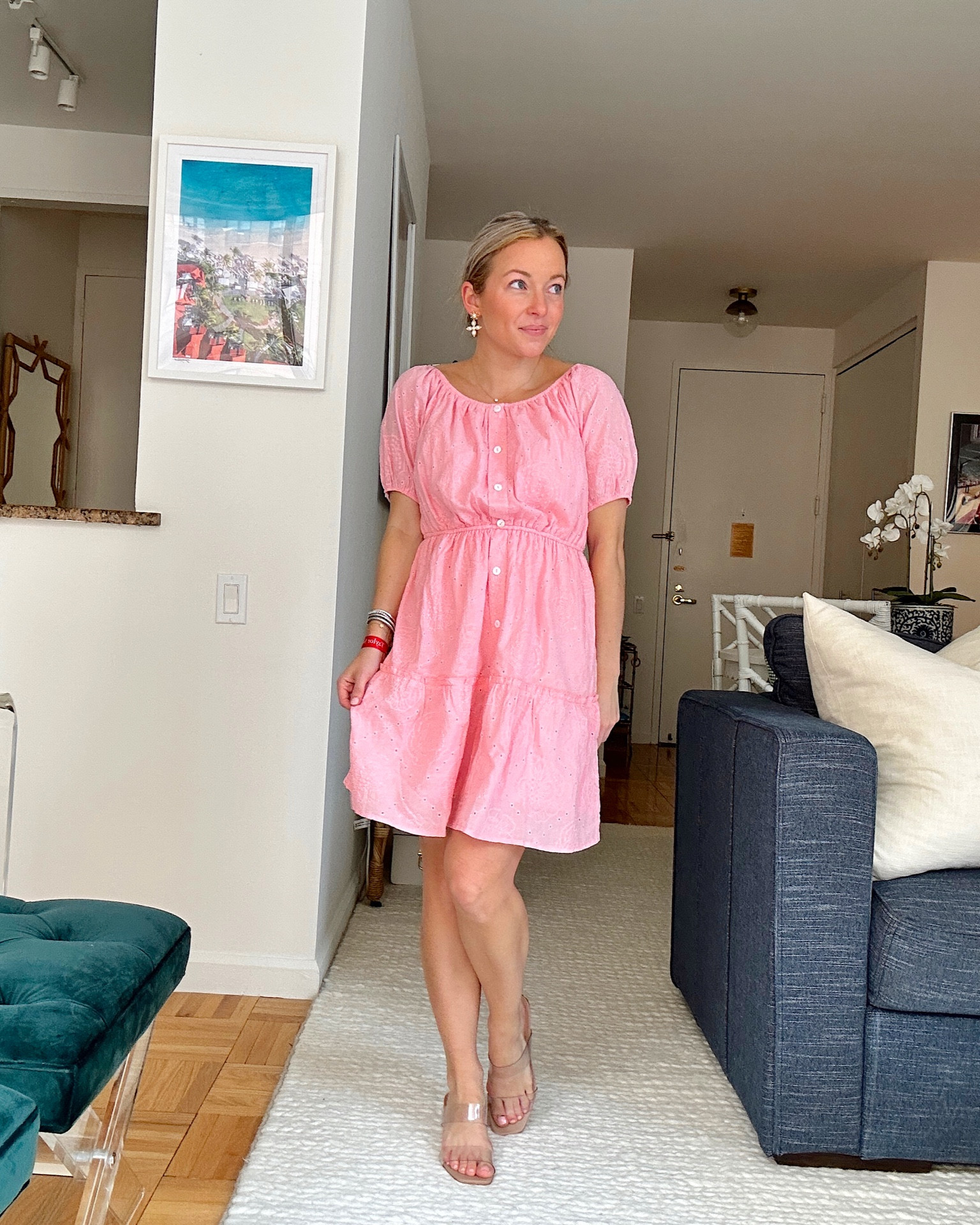 Easy pink summer dress! Use code AMY15 for 15% off. Runs true to size, I’m in the small. 💕 #summerdress #eyeletdress #pinkdress 

#LTKFind #LTKunder100 #LTKSeasonal