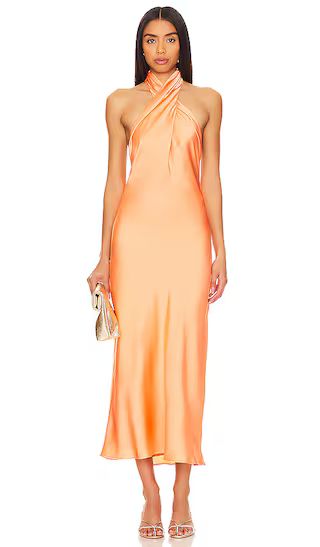 Jasmine Halter Midi Dress in Cantaloupe | Revolve Clothing (Global)