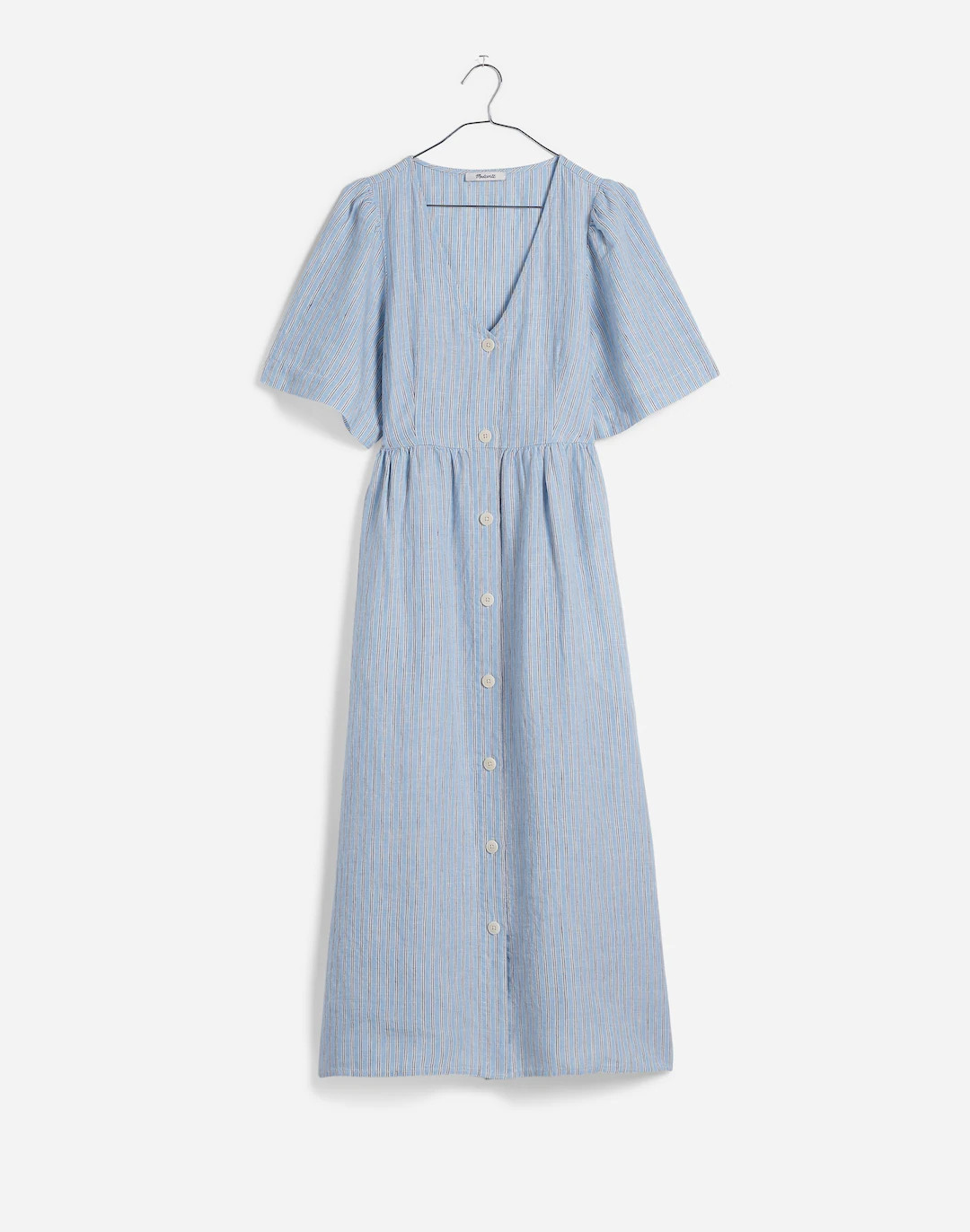 Cassie Button-Front Midi Dress in Stripe 100% Linen | Madewell