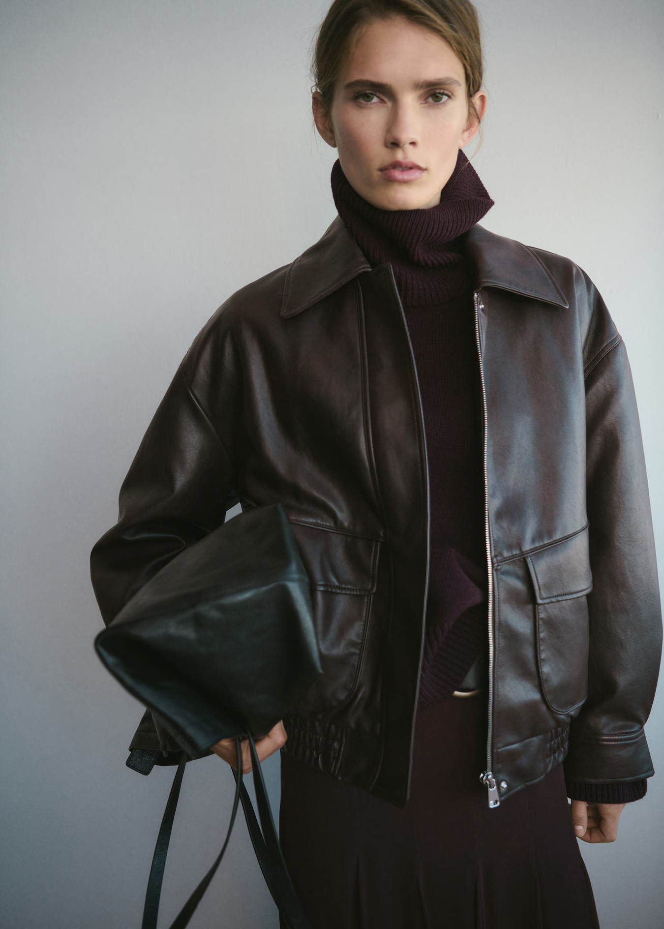 Oversized faux leather jacket - Women | MANGO USA | Mango (US/MX/AU)