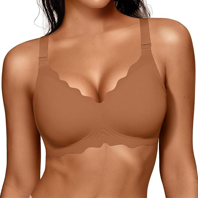 OEAK Women Jelly Bras No Underwire Scalloped Push Up Buttery Soft Tshirt Bra Seamless Full Covera... | Amazon (US)