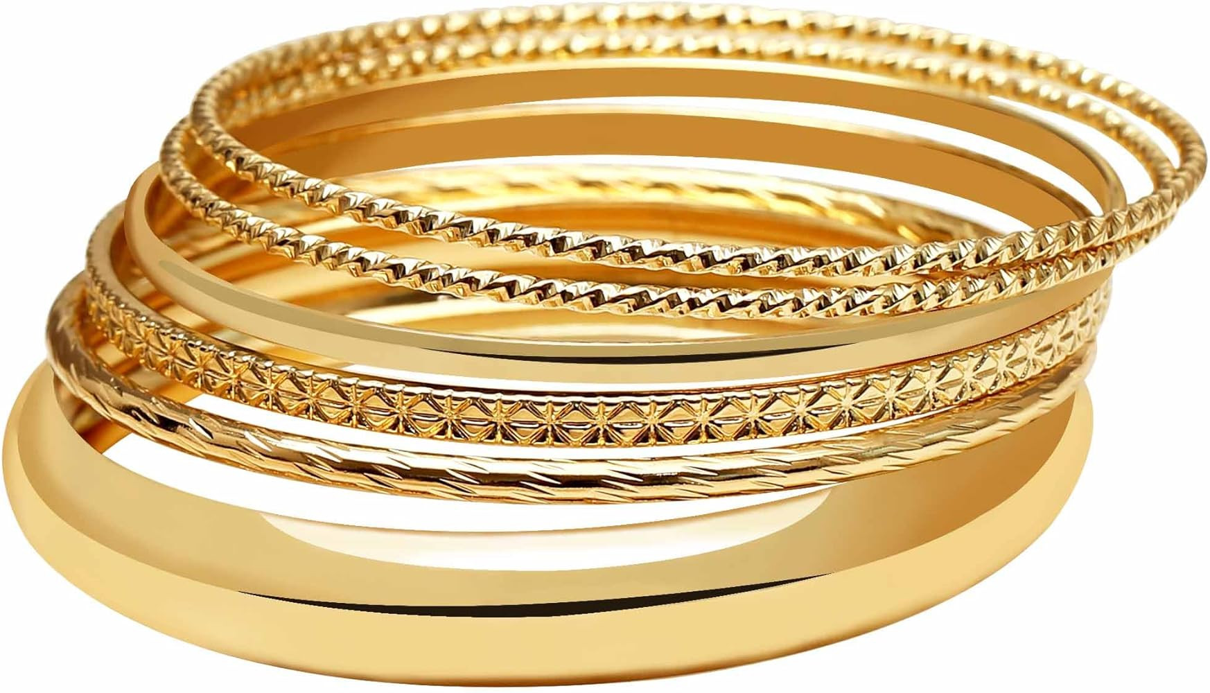Bangle Bracelets for Women,14k Gold Bracelet Stack Dainty Layered Gold Bangles Bracelets,Timeless... | Amazon (US)