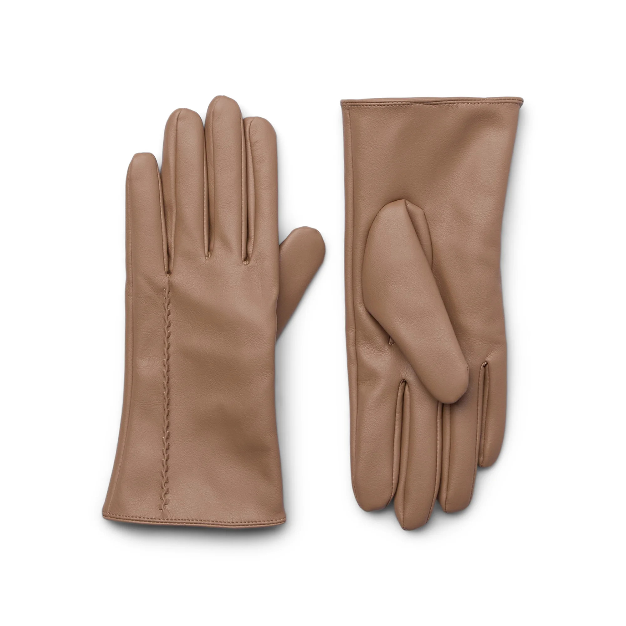 Time and Tru Women's Faux Leather Winter Gloves with Side Stitching, L/XL, Tan | Walmart (US)
