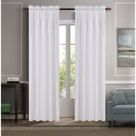 LOVELY ELEGANT 2PC MR2 WHITE CURTAIN SEMI SHEER VOILE ROD POCKET SOLID COLOR CAN SEE THRU WINDOW TRE | Walmart (US)