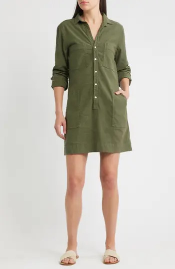 Ireland Long Sleeve Stretch Cotton & Linen Shirtdress | Nordstrom