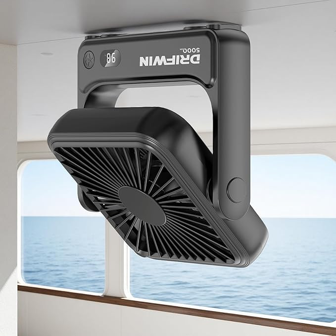 Magnetic Cruise Approved Fan, 5000mAh Ultra-Slim Travel Fan Rechargeable, 4-Speed, Hook Design, P... | Amazon (US)