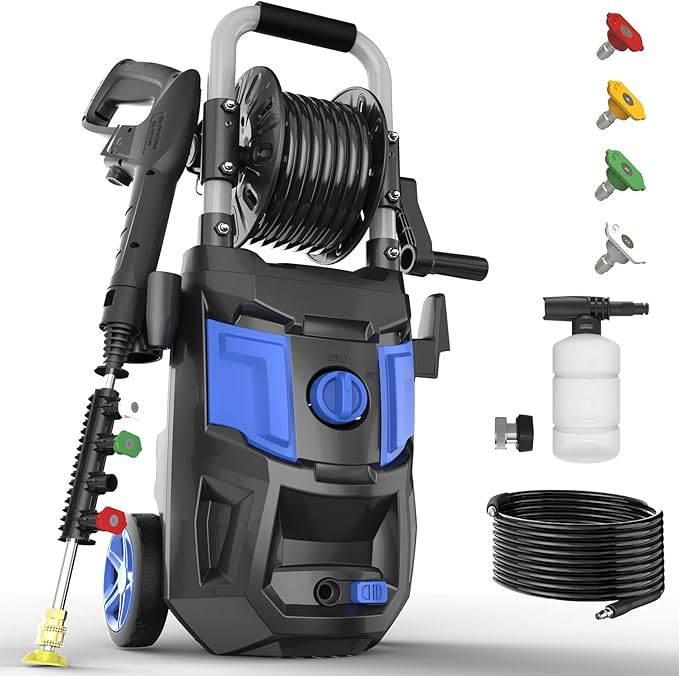 Electric Pressure Washer - 5000PSI Max, 3.6 GPM, 20FT Hose, 35FT Power Cord, 4 Nozzles, Foam Cann... | Amazon (US)