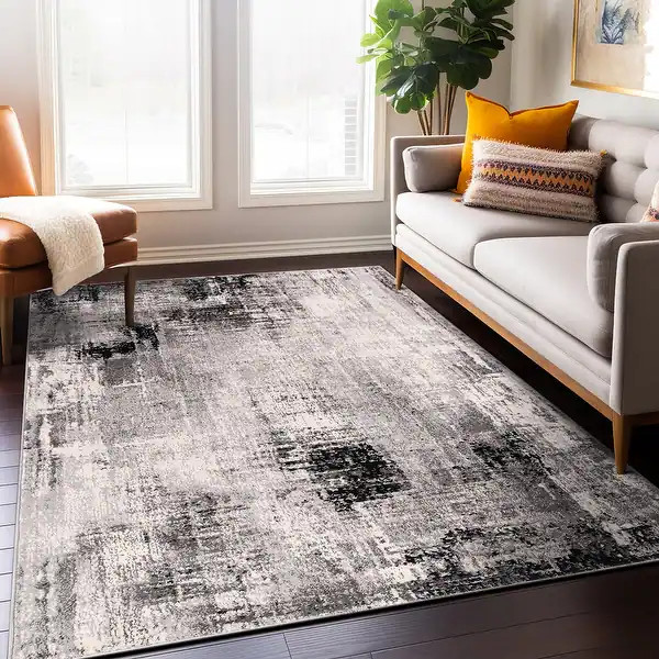 World Rug Gallery Dublin Contemporary Abstract Area Rug - 7' 10" x 10' - Black | Bed Bath & Beyond