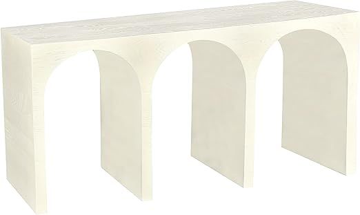 Meridian Furniture June Collection Mid-Century Oak Wood Console Table, 3 Arch Base, Cream | Amazon (US)