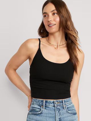 Strappy Rib-Knit Cropped Tank Top for Women | Old Navy (US)