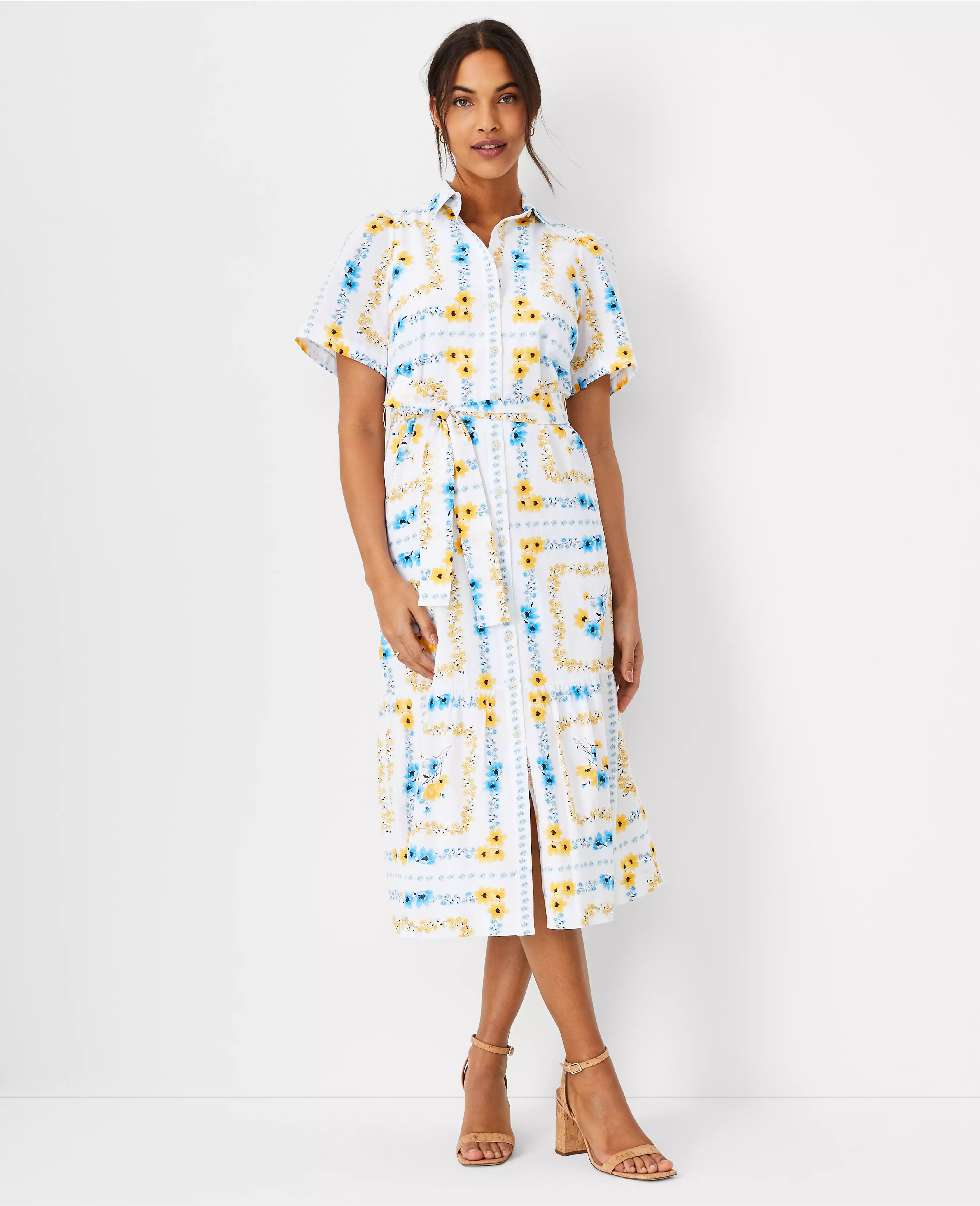 Floral Square Belted Shirtdress | Ann Taylor (US)
