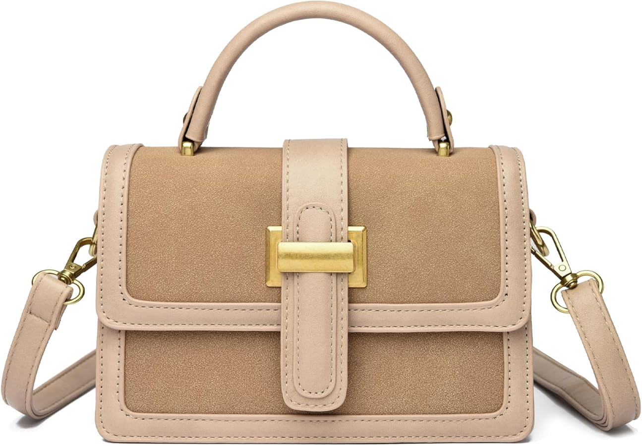 Micmores Mini Crossbody Bag, Faux Suede & Vegan Leather Small Square Purse for Women, Top Handle ... | Amazon (US)