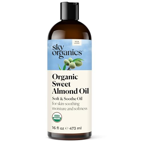 Sky Organics - Organic Sweet Almond Oil, 16 fl oz - Soft & Soothe Oil - Skin Moisturizer - Silky, Lightweight Texture - 100% Pure - Non-Greasy - Natural, Vegan, & Cruelty Free - Beauty & Self Care | Amazon (US)