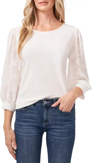 Lace Sleeve Stretch Crepe Blouse | Nordstrom