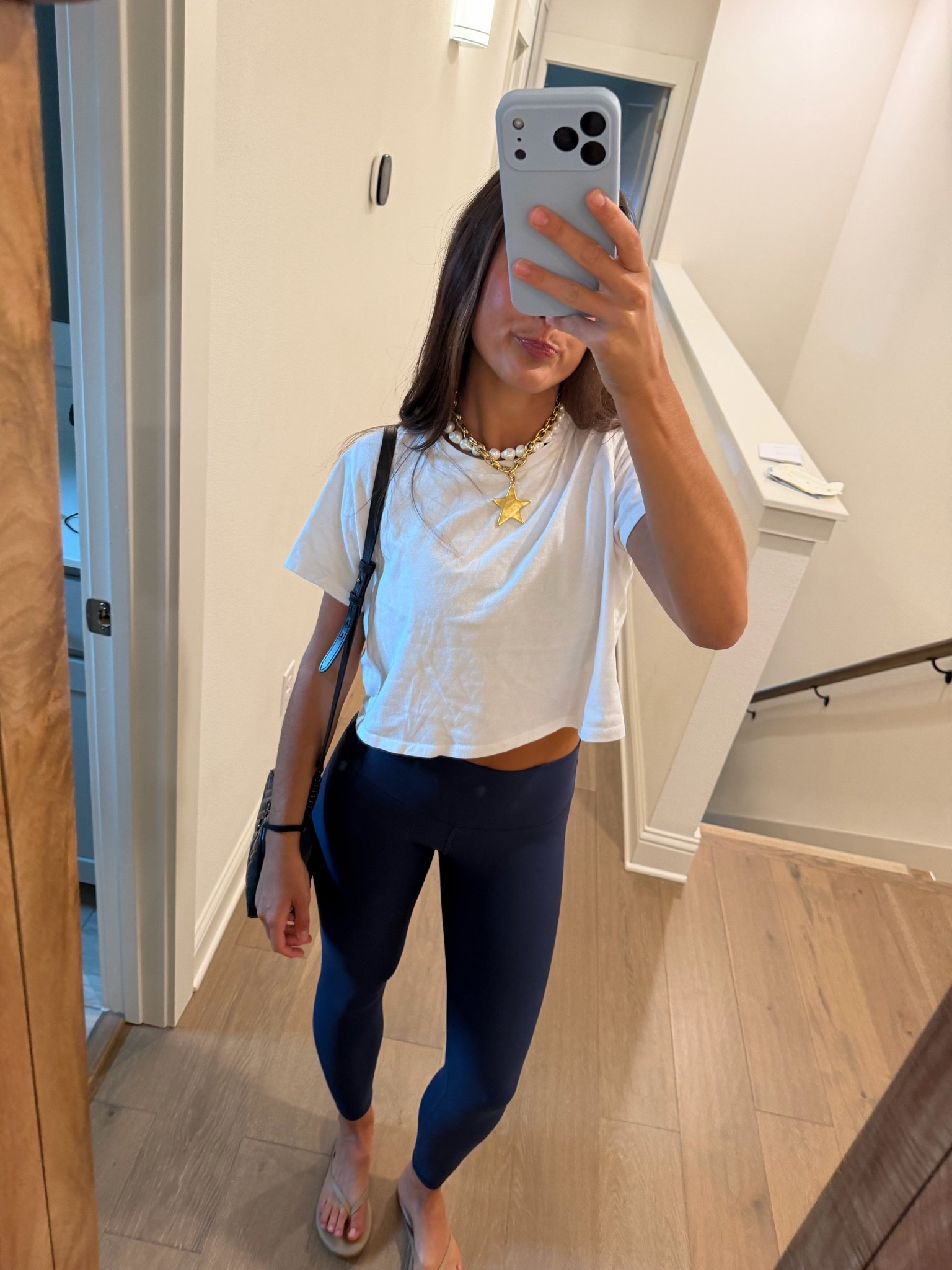 daily drills white tee
@Alo Yoga navy 7/8 leggings 
bracha star necklace, pearl necklace

#LTKootd #LTKActive #LTKdayinmylife