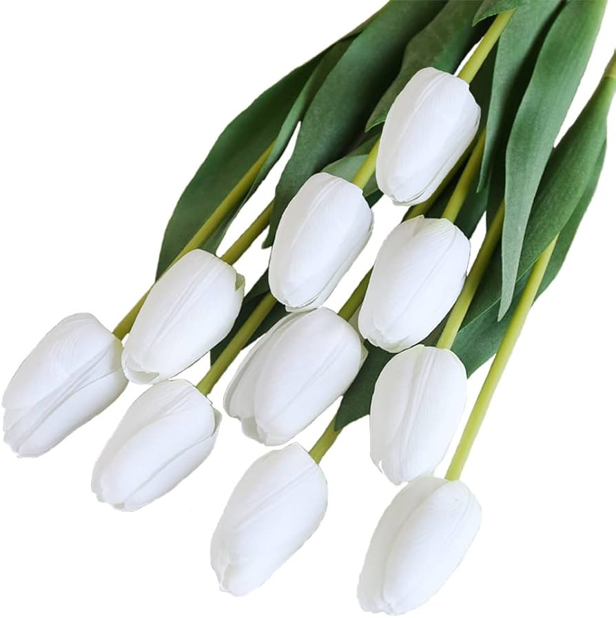 10pcs Large Artificial Tulips Real Touch Tulips Bouquet Silk Wrapped in Glue Fake Tulip Artificia... | Amazon (US)