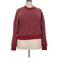 Fabletics Pullover Sweater: Burgundy Color Block Pattern Tops - Size 2X-Large | ThredUp (US)