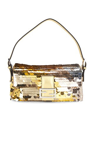 Fendi Sequin Paillettes Vitello Laminato Baguette Shoulder Bag | FWRD 