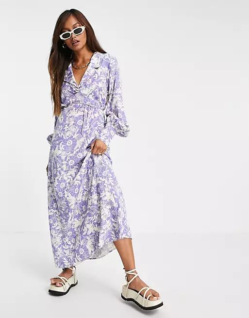 & Other Stories floral print midi dress in light blue | ASOS (Global)