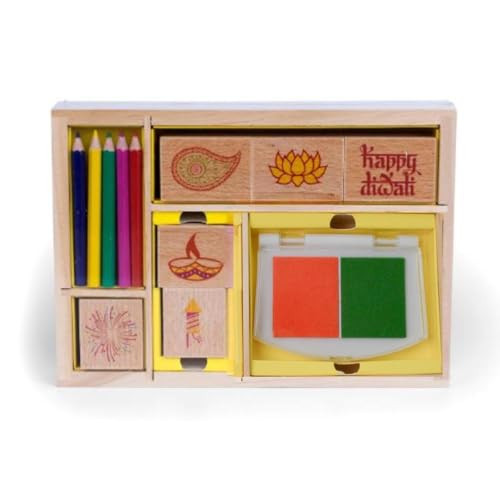 Diwali Wooden Stamp Set – Ideal Gift for Diwali, Arts & Crafts Enthusiasts, and Celebrations - Perfect for Rangoli, DIY Crafts, Card Making & Festive Decorations | Amazon (US)