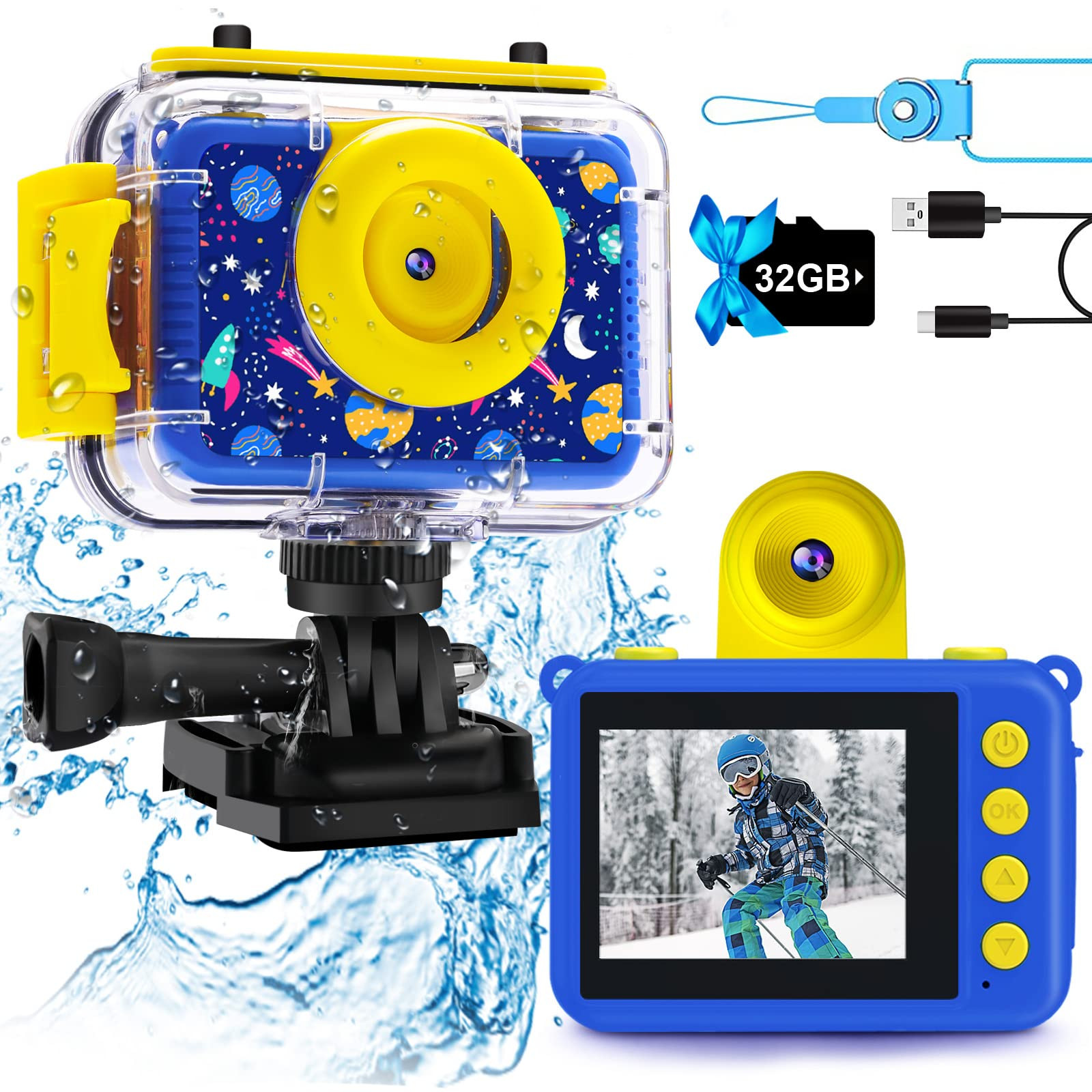 GKTZ Kids Camera - Waterproof Underwater Camera for Kids, Christmas Birthday Gifts for Boys Age 3... | Amazon (US)